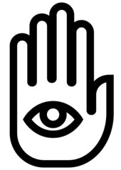 Stop spying hand outline vector icon