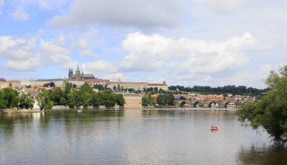 Fototapeta na wymiar Charles Bridge and Prague Castle.
