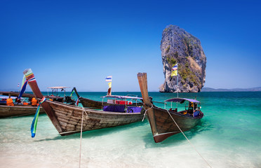 Boat on the beach at Phuket Island, Tourist attraction in Thaila