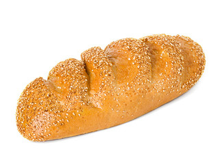 whole wheat bread, long loaf, isolated on white background