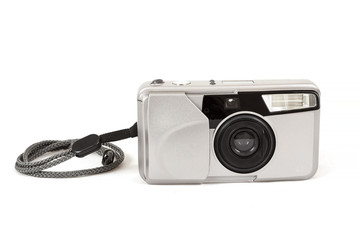 analog photo camera on white