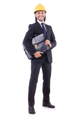 Businessman-builder isolated on white