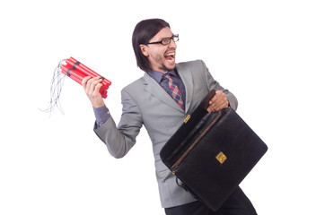 Businessman with red sticks of dynamite in terrorist  concept is