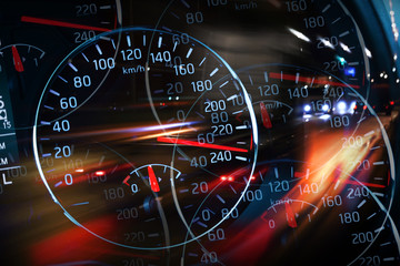 Abstract night racing illustration with blurred lights