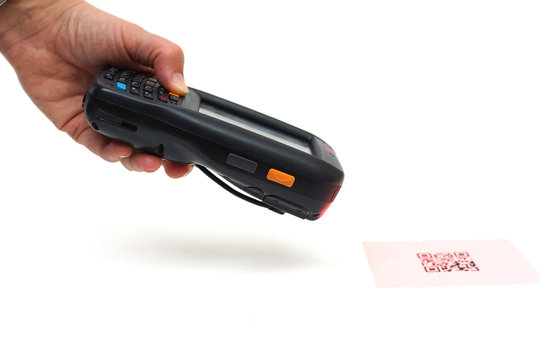 scanning quick response code .label  with laser isolated