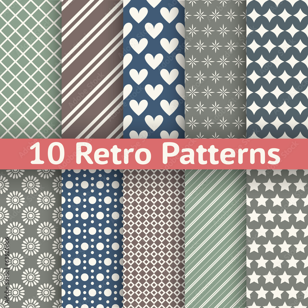 Wall mural retro abstract vector seamless patterns
