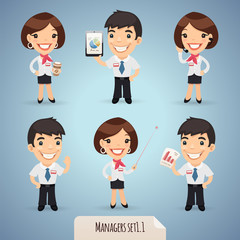 Fototapeta premium Managers Cartoon Characters Set1.1 With Clipping Paths