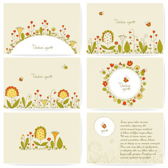 Fototapeta na wymiar Set of cards with flowers