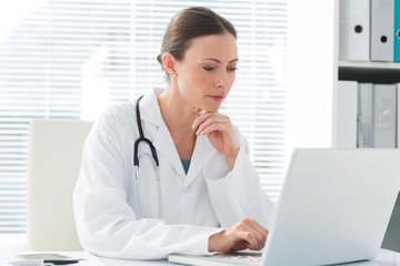Fototapeta na wymiar Female doctor using laptop