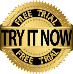 Free trial try it now gold label, vector illustration