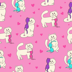 seamless pink wallpaper with kittens and underwear