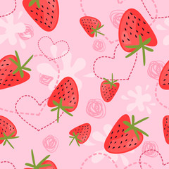 strawberry yogurt seamless patterns