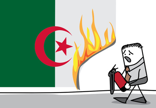 Incendie sur le drapeau algérien