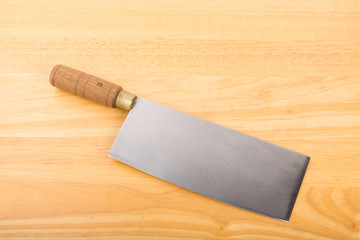 Cleaver on Wood Cutting Board