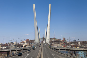Fototapeta na wymiar Big suspension bridge