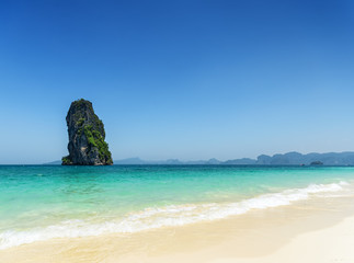 Clear water and blue sky. Phra Nang beach, Thailand