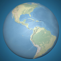 Mondo terra globo America Centrale, cartina fisica in rilievo