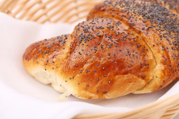 Croissant in a basket.