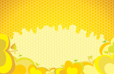 Background with apples and honey
