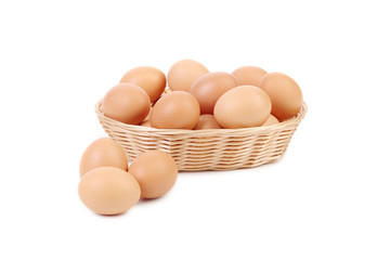 Brown eggs in the basket