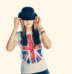 Blonde weared bowler hat
