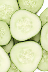 Close up fresh green sliced cucumber
