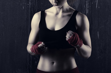 Fototapeta na wymiar young woman boxer