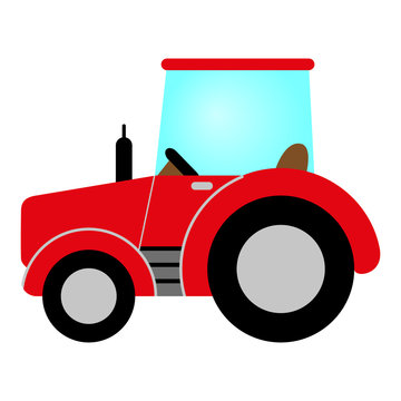 recommend clip art: red tractor with cab, wheels and exhaust