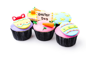 Easter cupcakes isolated white background