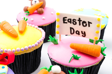 Easter cupcakes isolated white background