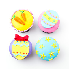 Easter cupcakes isolated white background