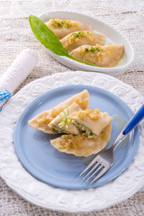pierogi with wild garlic filling