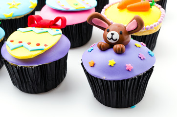 Easter cupcakes isolated white background