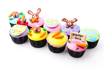 Easter cupcakes isolated white background