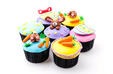 Easter cupcakes isolated white background
