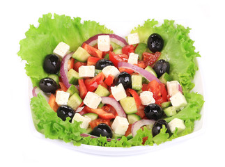 Greek salad in plate.