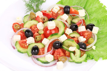 Fototapeta na wymiar Greek salad in plate.
