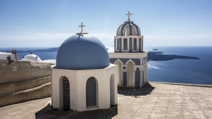 Fototapeta na wymiar Blue Church of Santorini