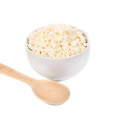 White cottage cheese in a bowl.