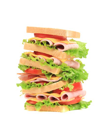 Big tasty sandwich with ham.