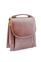 Woman leather bag isolated white background