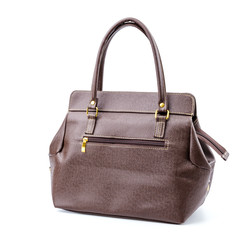 Woman leather bag isolated white background