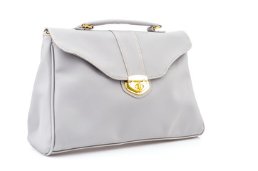 Woman leather bag isolated white background