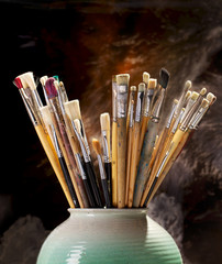Artist Brushes in a Pot