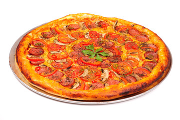 pepperoni pizza on a white background