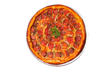 pepperoni pizza on a white background