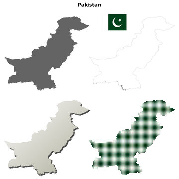 Blank detailed contour maps of Pakistan