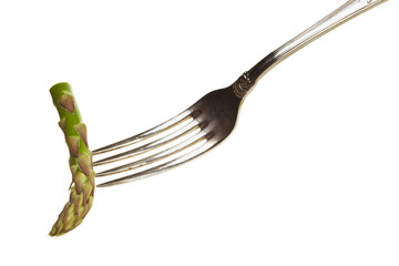 Asparagus tip on silver fork