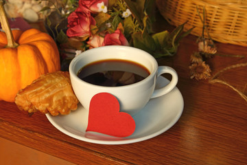 Coffee breakfast with love heart