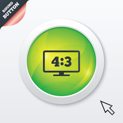 Aspect ratio 4:3 widescreen tv. Monitor symbol.